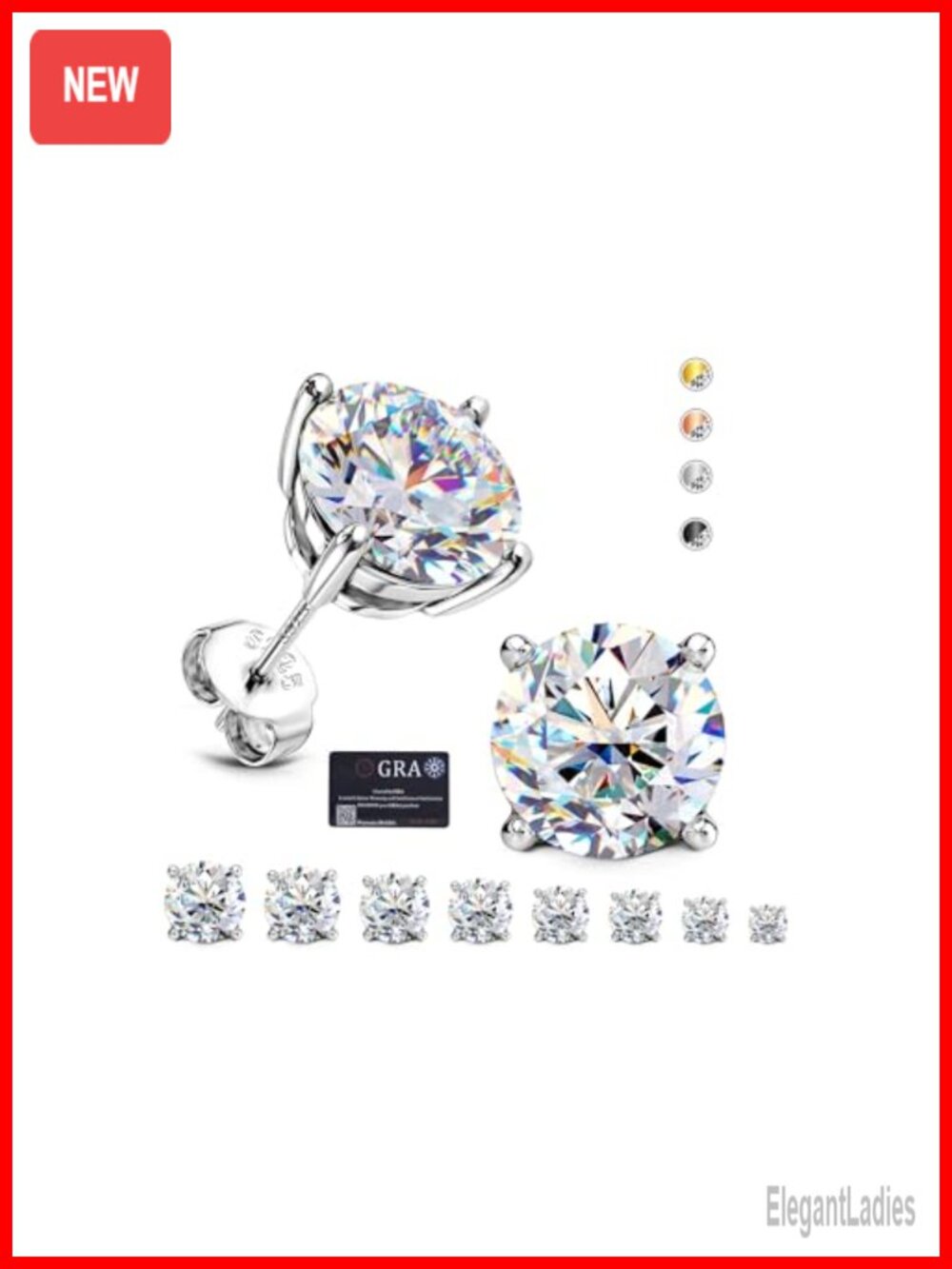 Moissanite Stud Earrings Solid 925 Sterling Silver Hypoallergenic D Color VVS1